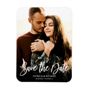 Moderne Schrift Hochzeit Termin Foto Magnet