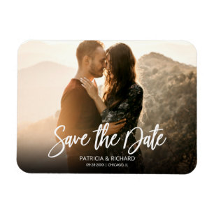 Moderne Schrift Hochzeit Termin Foto Magnet
