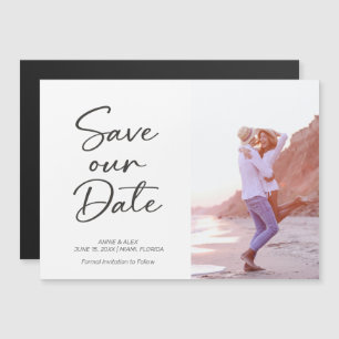 Moderne Schrift Hochzeit Termin Foto Magneteinladung