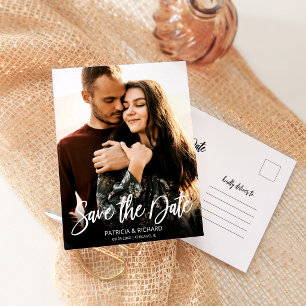 Moderne Schrift Hochzeit Termin Foto Postkarte
