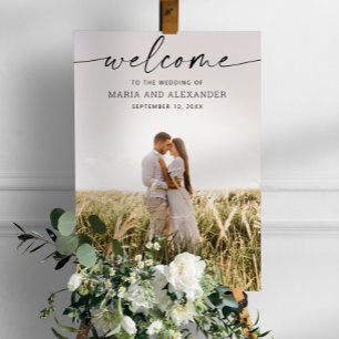 Moderne Schrift Hochzeits-Willkommensschild mit Fo Poster