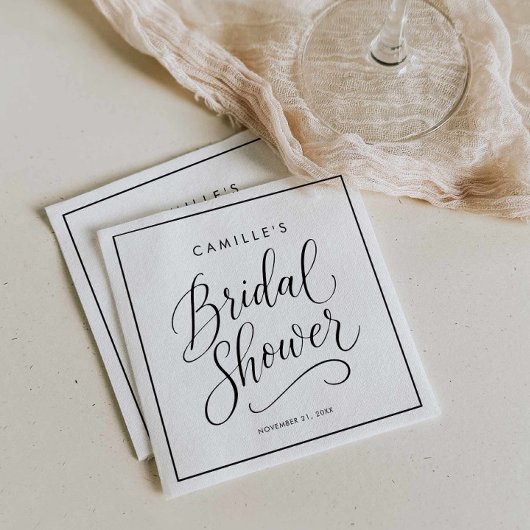 Moderne Schrift Hochzeitsdusche Serviette