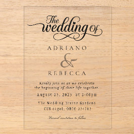 Moderne Schrift Hochzeitseinladung Acryleinladungen