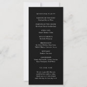 Moderne Schrift Hochzeitsprogramm Schwarz-Weiß (Rückseite)