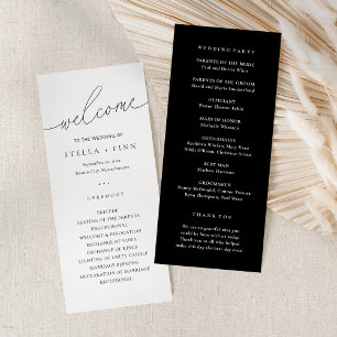 Moderne Schrift Hochzeitsprogramm Schwarz-Weiß