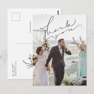 Moderne Schrift Hochzeitstag Foto Dankeschön Postkarte