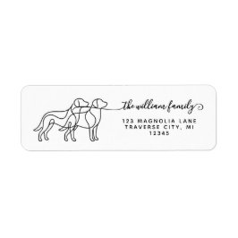  Moderne Schrift Hund-Silhouette Rücksendeadresse 