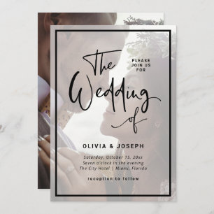 Moderne Schrift   Ihr Foto mit Overlay Wedding Einladung