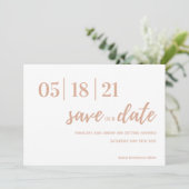 Moderne Schrift in Rosa und Weiß Save the Date (Stehend Vorderseite)