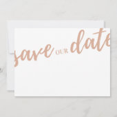 Moderne Schrift in Rosa und Weiß Save the Date (Rückseite)