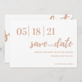 Moderne Schrift in Rosa und Weiß Save the Date (Vorne/Hinten)