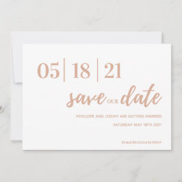 Moderne Schrift in Rosa und Weiß Save the Date