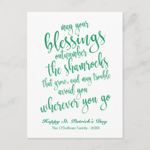 Moderne Schrift Irische Segnung St. Patrick's Day Postkarte