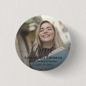 Moderne Schrift Klassisches Foto-Absolventen-Absch Button (Vorderseite)
