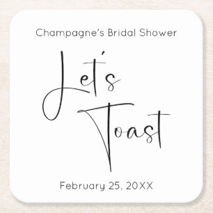 Moderne Schrift Let's Toast - Junggesellinnenabsch Rechteckiger Pappuntersetzer