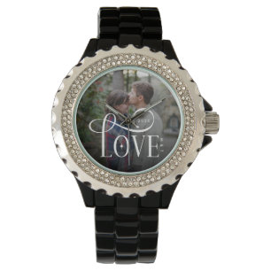 Moderne Schrift Liebe Benutzerdefiniertes Verlobte Armbanduhr