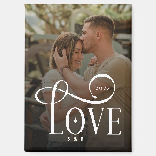 Moderne Schrift Liebe Benutzerdefiniertes Verlobte Magnet (Vorderseite)