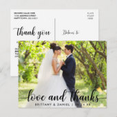 Moderne Schrift Liebe und Dank Paar Hochzeit Postkarte (Vorne/Hinten)