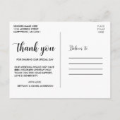 Moderne Schrift Liebe und Dank Paar Hochzeit Postkarte (Rückseite)