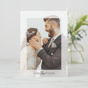 Moderne Schrift Liebe und Dankeschön Hochzeitsfoto Dankeskarte