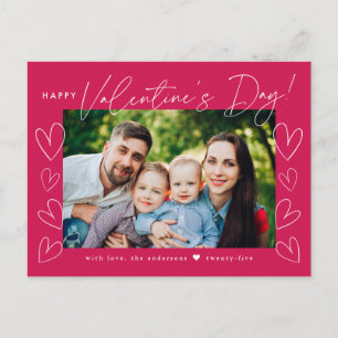 Moderne Schrift Magenta Valentinstag-Foto Feiertagspostkarte