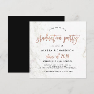 Moderne Schrift   Marble Graduation Party Rose Gol Einladung
