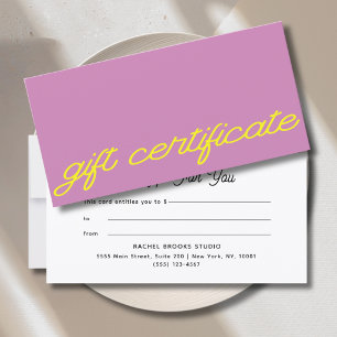 Moderne Schrift Mauve Pink Geschenkgutschein