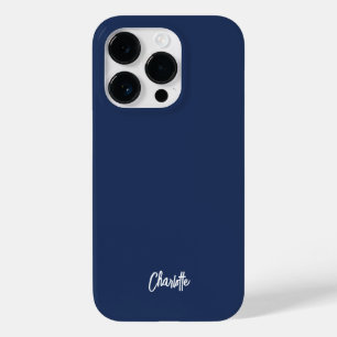 Moderne Schrift Minimalistisches Navyblau Personal Case-Mate iPhone 14 Pro Hülle