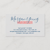 Moderne Schrift mit blauem Haar Visitenkarte (Rückseite)