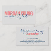 Moderne Schrift mit blauem Haar Visitenkarte (Vorne/Hinten)