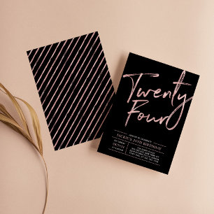 Moderne Schrift mit Pinsel Rose Gold 24. Geburtsta Einladung