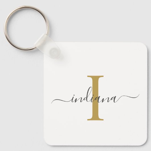 Moderne Schrift Monogramm Eleganter Name Schlüsselanhänger (Vorderseite)