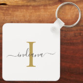 Moderne Schrift Monogramm Eleganter Name Schlüsselanhänger (Rückseite)