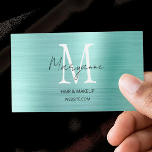 Moderne Schrift Monogramm Türkis Visitenkarte