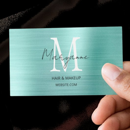 Moderne Schrift Monogramm Türkis Visitenkarte