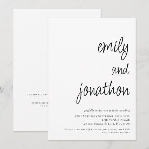 Moderne Schrift Namen QR-Code Hochzeit Einladung