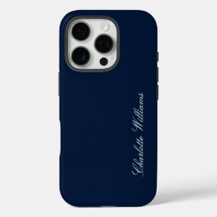 Moderne Schrift Navy Blau Minimalistisch iPhone 16 Pro Hülle