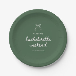 Moderne Schrift Olive Green Coquette Junggesellinn Pappteller