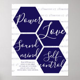 Moderne Schrift POWER LOVE SOUND MIND Christlich Poster