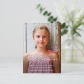 Moderne Schrift Religiöse Erste Kommunion Einladungspostkarte (Stehend Vorderseite)