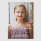 Moderne Schrift Religiöse Erste Kommunion Magneteinladung (Vorderseite)