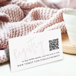 Moderne Schrift Rosa Baby Shower QR-Code-Geschenkl Begleitkarte