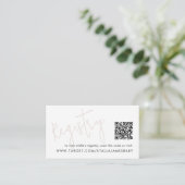 Moderne Schrift Rosa Baby Shower QR-Code-Geschenkl Begleitkarte (Stehend Vorderseite)
