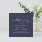 Moderne Schrift | Rose 2018 Graduation Party Gold Einladung (Stehend Vorderseite)