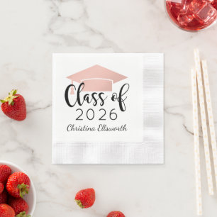 Moderne Schrift Rose Gold 2026 Abschlussfeier Serviette