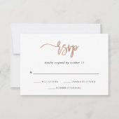 Moderne Schrift | Rose Gold-Hochzeitsreaktion RSVP Karte (Vorderseite)