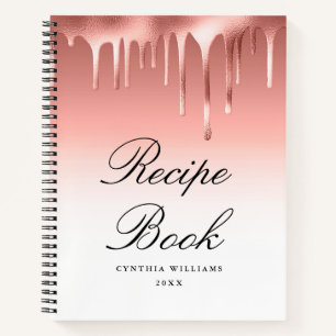 moderne Schrift Rose Gold Rezeptbuch Notizblock