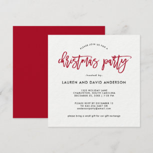 Moderne Schrift   Rotes und weißes WeihnachtsParty Einladung