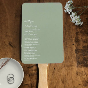 Moderne Schrift Sage Green Minimalistische Hochzei Fächer