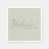 Moderne Schrift Sage Green Monogramm-Hochzeit Serviette (Vorderseite)
